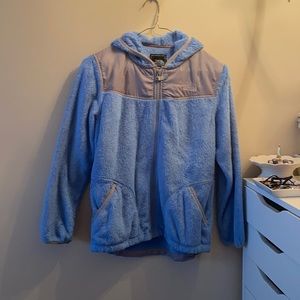 Kids North Face Blue Fuzzy Zip up.